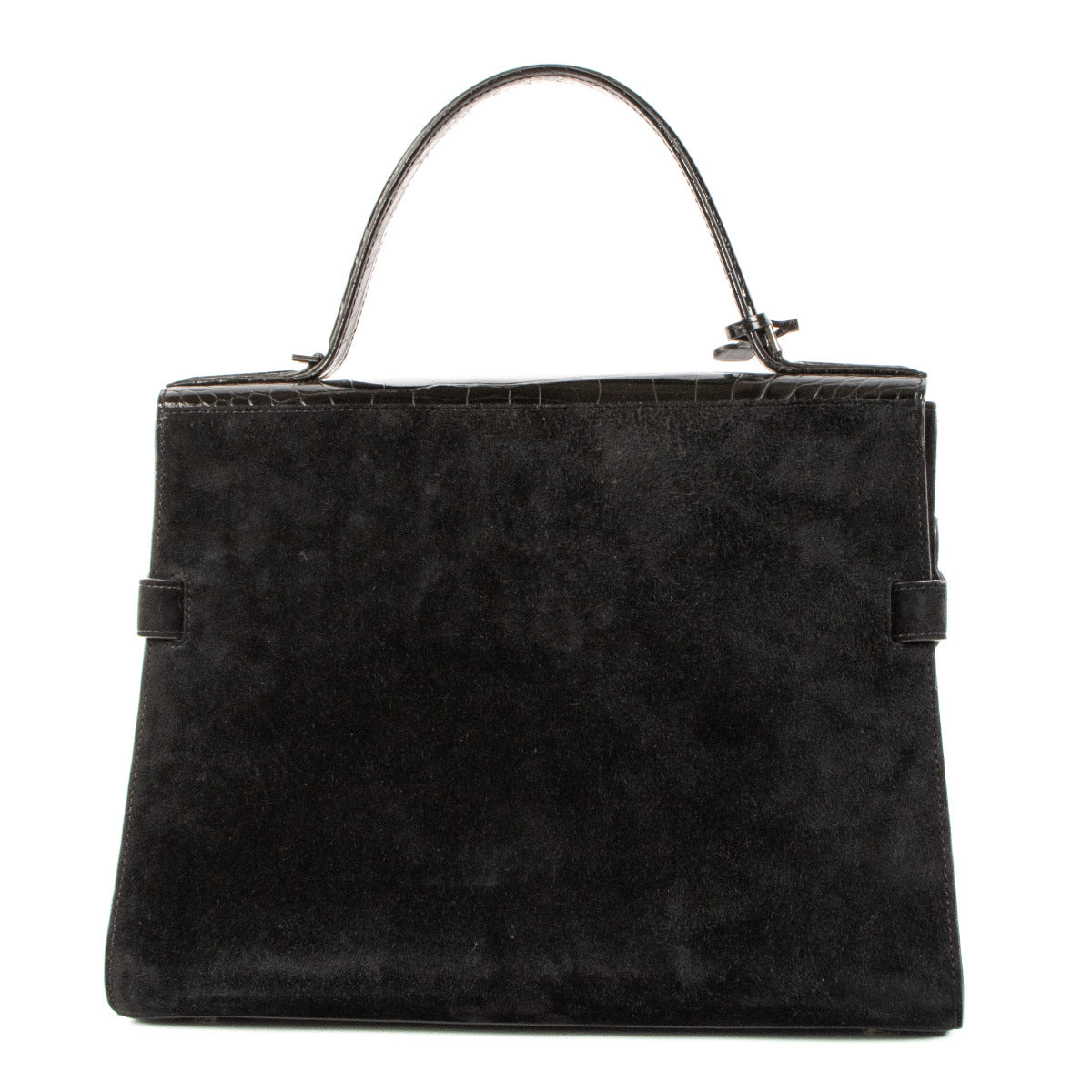Delvaux Black Calf Velours/Shiny Alligator Tempête GM