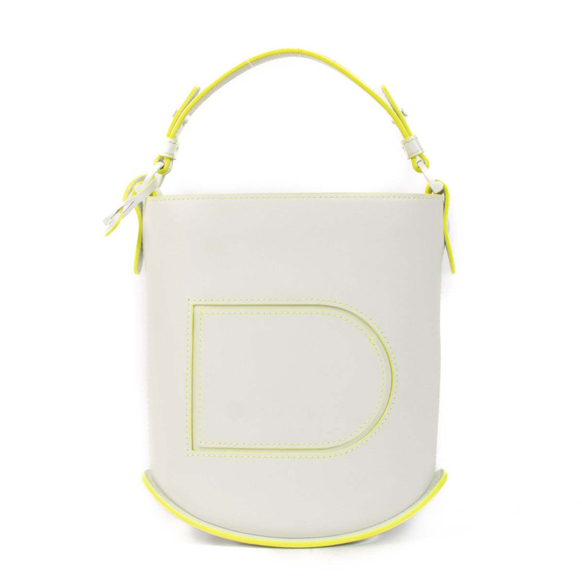 Are you looking for an authentic Delvaux Optic/Lime Box Calf Pin Mini Bucket? We buy and sell your authentic designer bags.