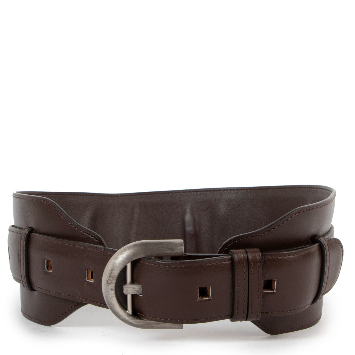 Delvaux Brillant Café Leather Belt