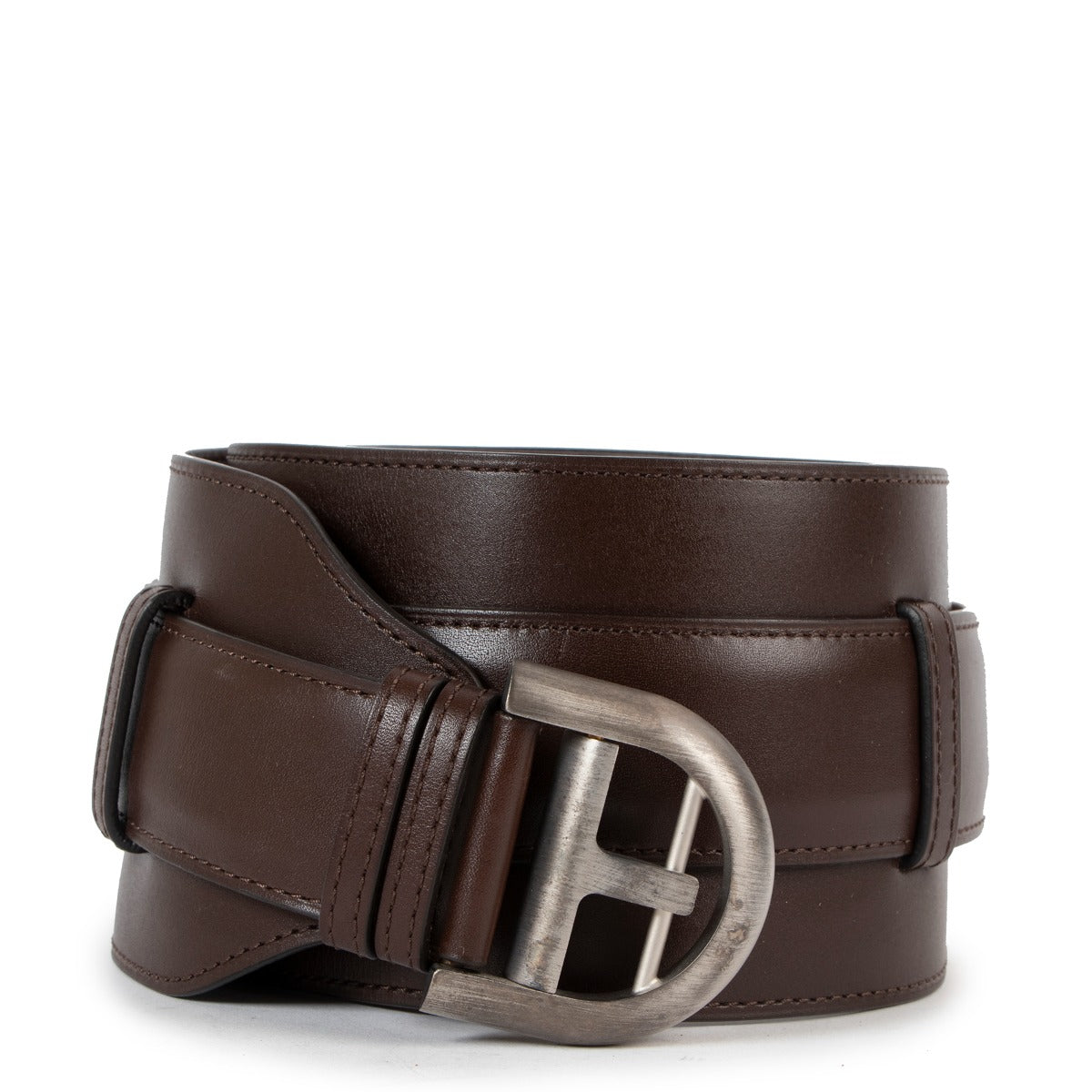 Delvaux Brillant Café Leather Belt