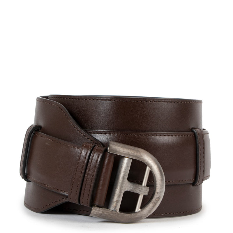 Delvaux Brillant Café Leather Belt