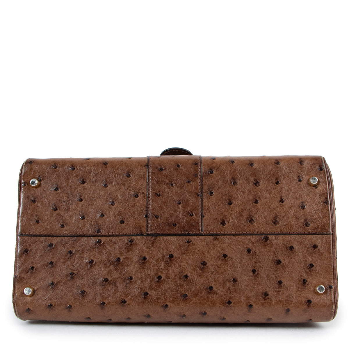 Delvaux Brillant MM Cognac Ostrich Top Handle Bag