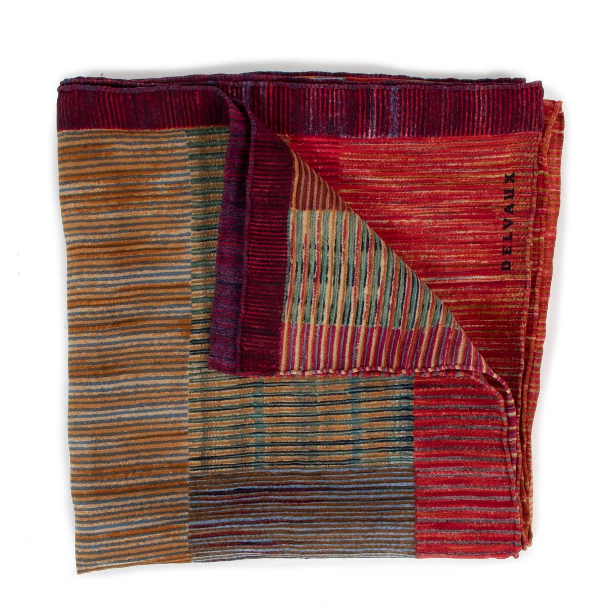 Delvaux Symphonie Red Multicolour Silk Square Scarf
