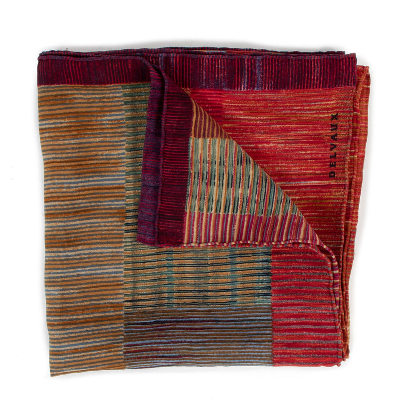 Delvaux Symphonie Red Multicolour Silk Square Scarf