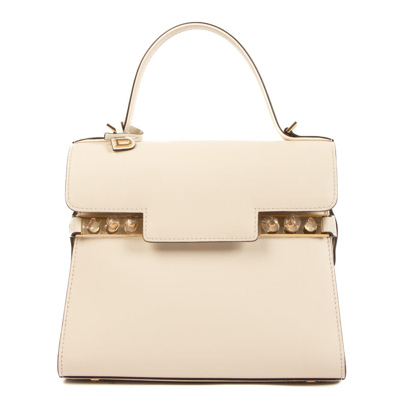 Second hand brand new Delvaux Tempête PM Chalk Supple Calf