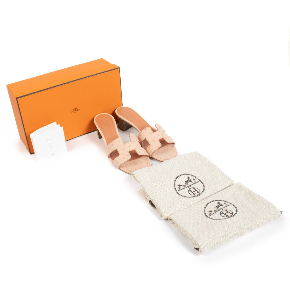 Hermès Rose Rubinga Ostrich Oasis Sandals