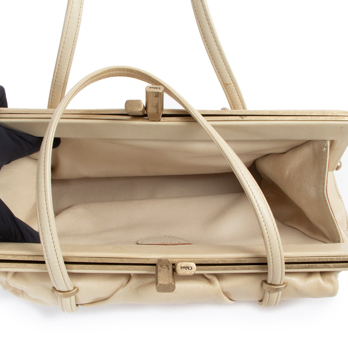 Chloé Double Frame Beige Shoulder Bag