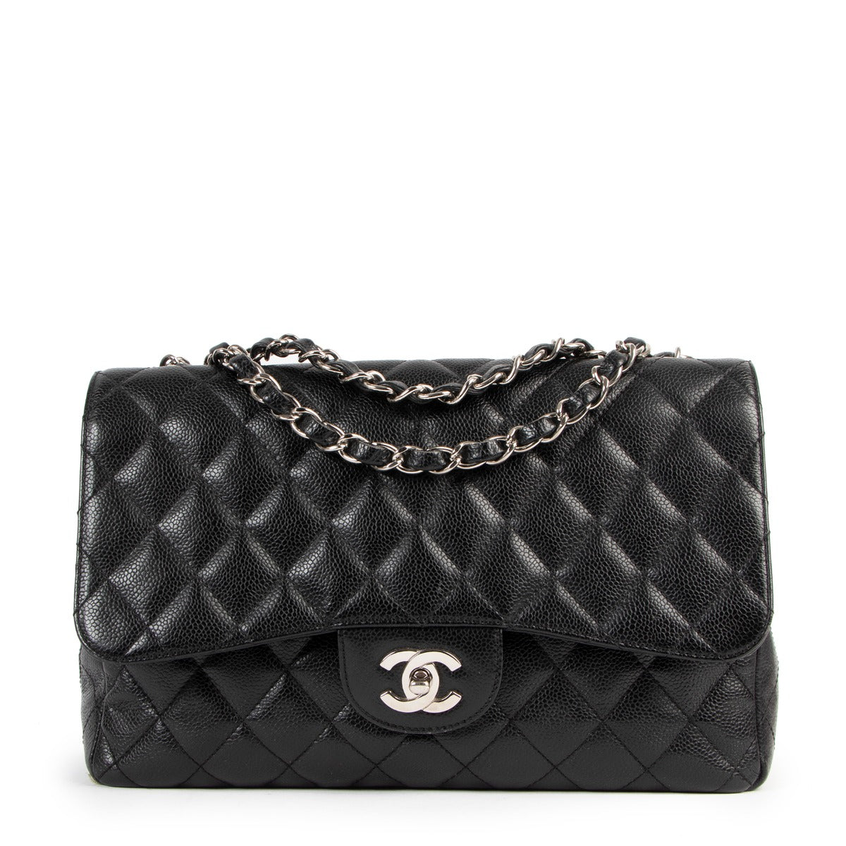 Chanel Black Caviar Jumbo Single Classic Flap Bag