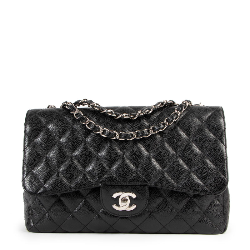 Chanel Black Caviar Jumbo Single Classic Flap Bag