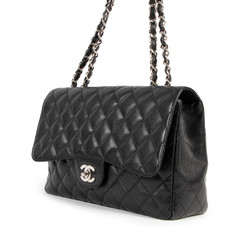 Chanel Black Caviar Jumbo Single Classic Flap Bag