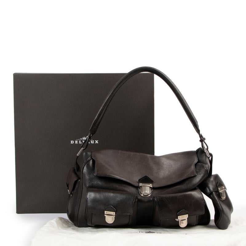 Delvaux Coquin Poches Zwarte Bridon Schoudertas