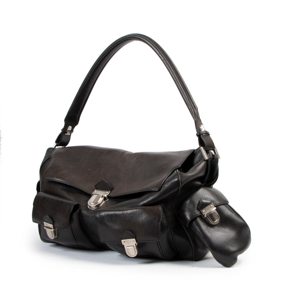 Delvaux Coquin Poches Black Bridon Shoulder Bag