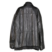 Balenciaga Black Crinkled Leather Oversized Jacket
