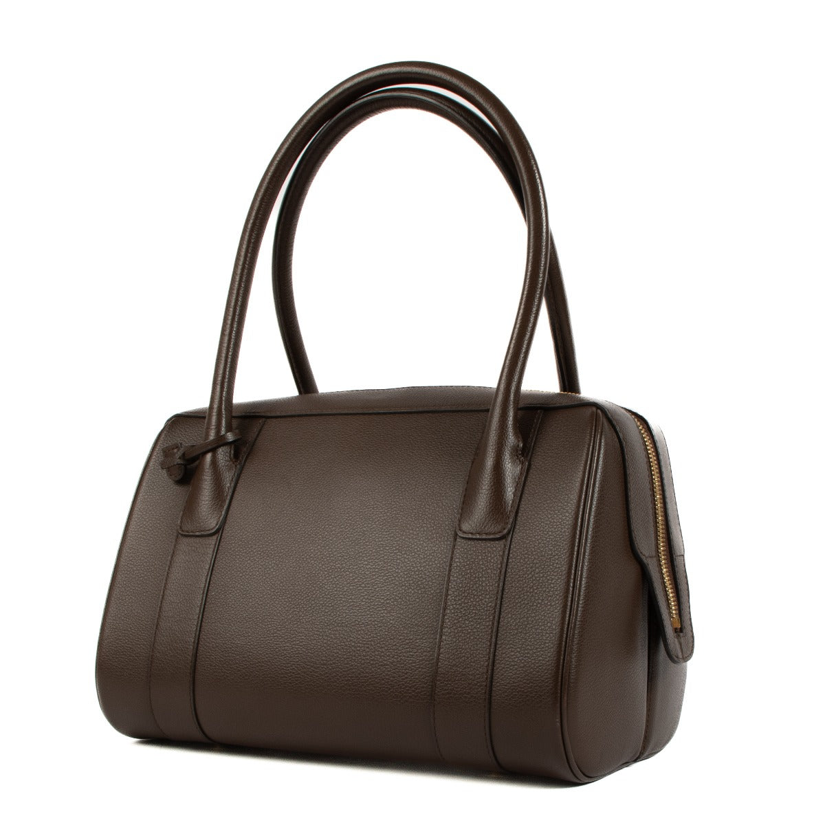 Shop safe online at Labellov in Antwerp, Brussels and Knokke this 100% authentic second hand Delvaux Chocolat Jumping Paola Top Handle Bag