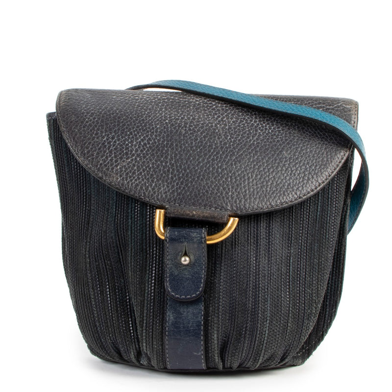 Delvaux Blue Listrac PM Toile De Cuir Crossbody Bag