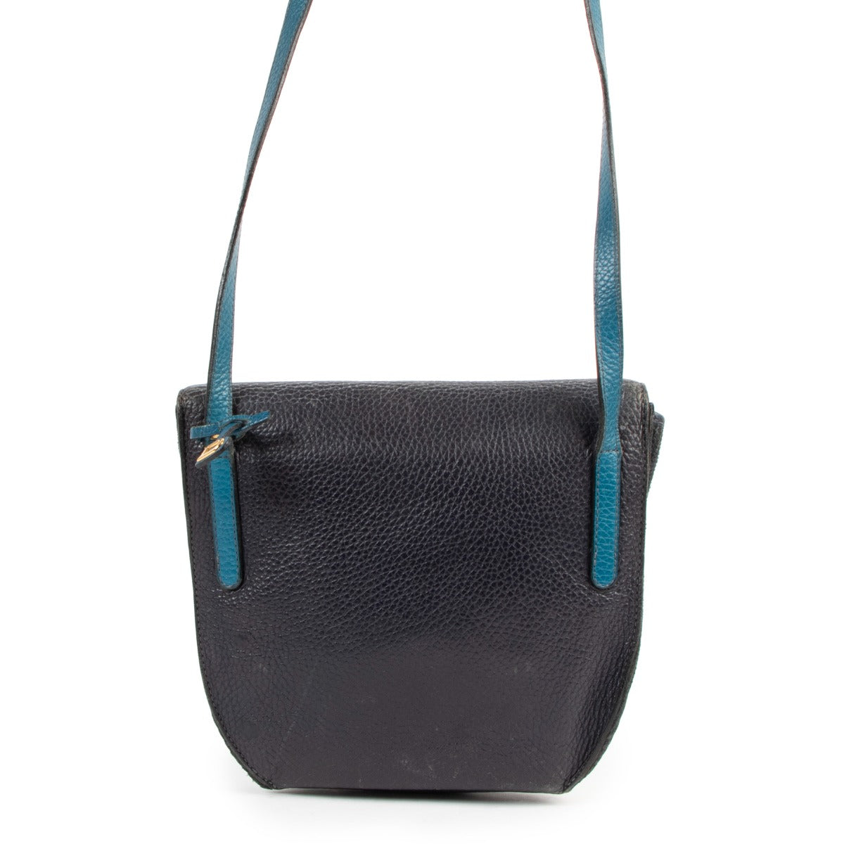 Delvaux Blue Listrac PM Toile De Cuir Crossbody Bag