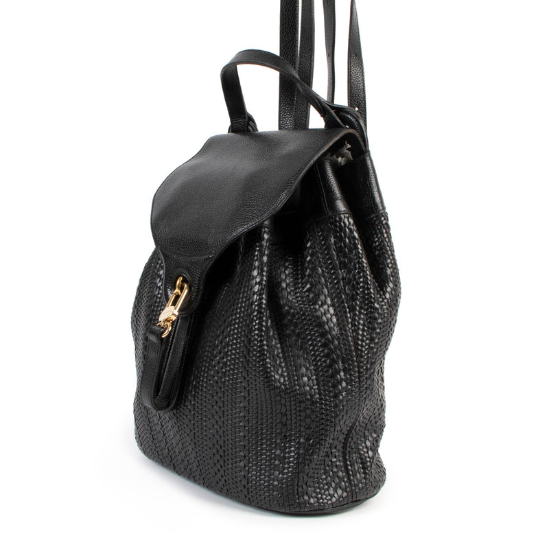 Delvaux Black Rosé Toile de Cuir Backpack