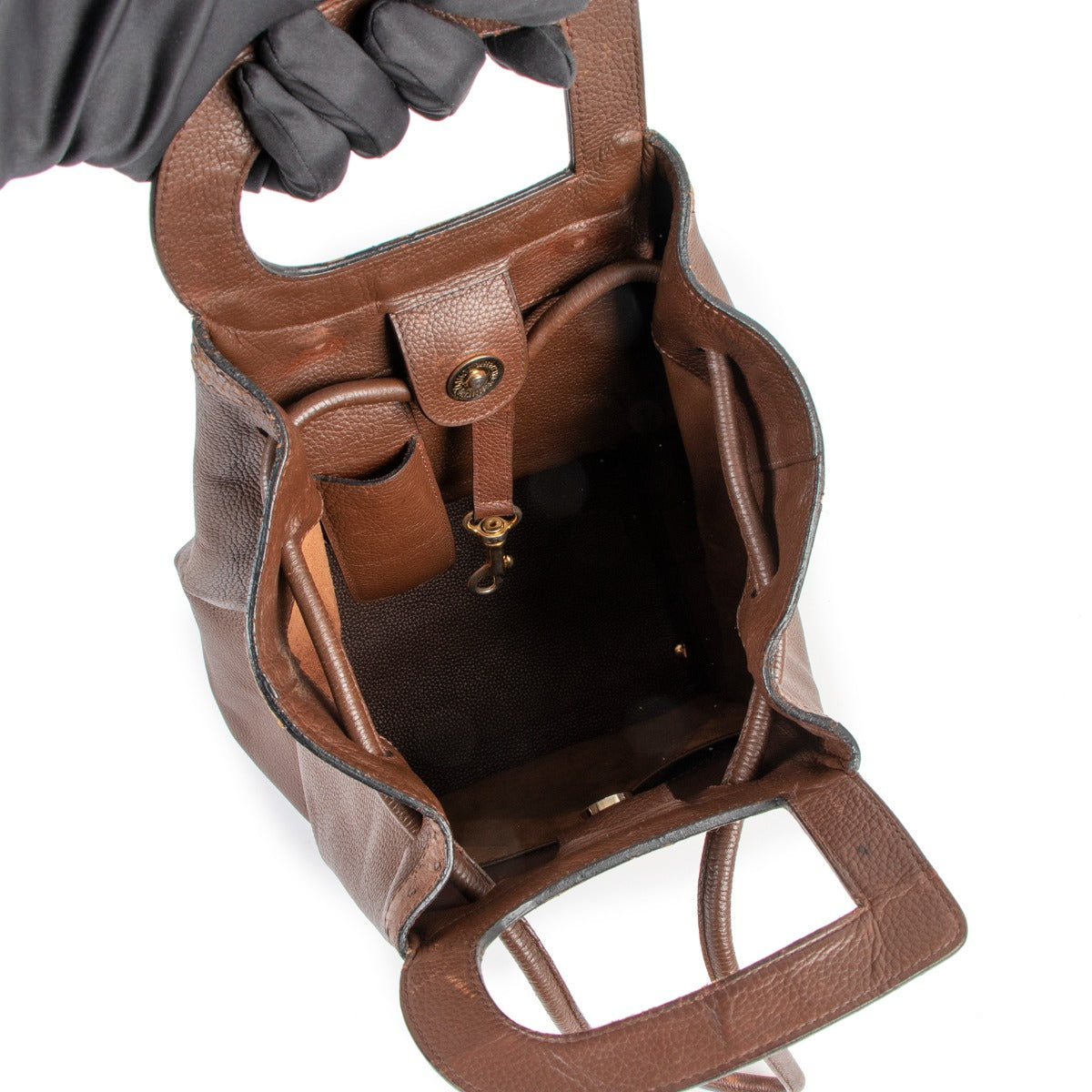 Delvaux Punch Brown Ostrich D Handle Bag