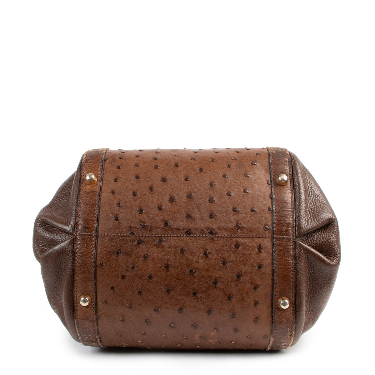 Delvaux Punch Brown Ostrich D Handle Bag