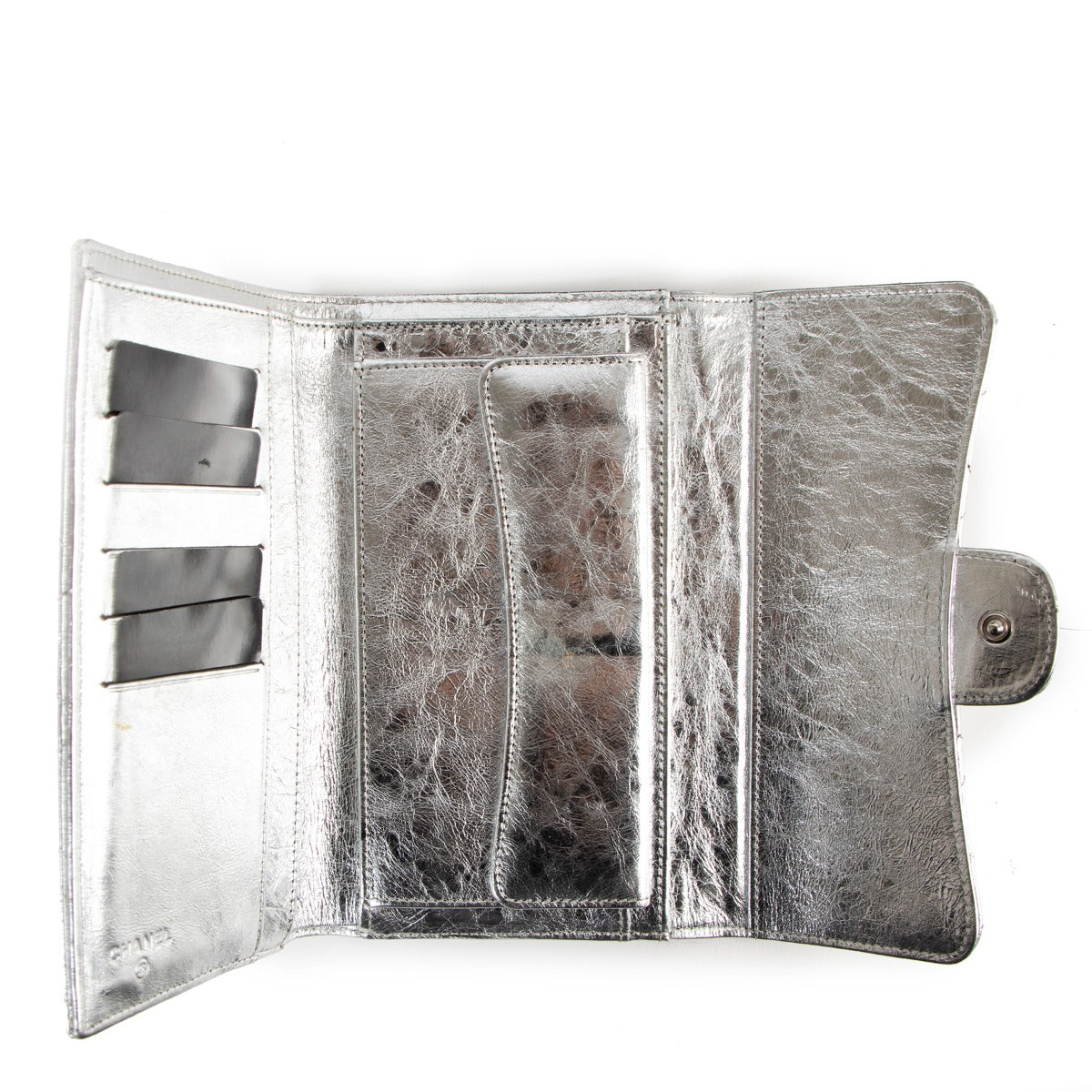 Chanel Metallic Silver Aged Calfskin 2.55 Reissue Wallet
