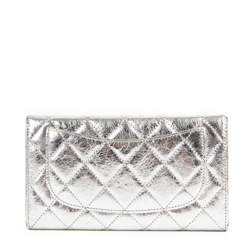 Chanel Metallic Silver Aged Calfskin 2.55 Reissue Wallet