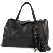 Buy online an authentic second hand Gucci Black Lady Tassel Pebbled Leather Top Handle in very good condition at Labellov in Antwerp.