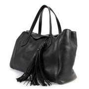 Buy online an authentic second hand Gucci Black Lady Tassel Pebbled Leather Top Handle in very good condition at Labellov in Antwerp.