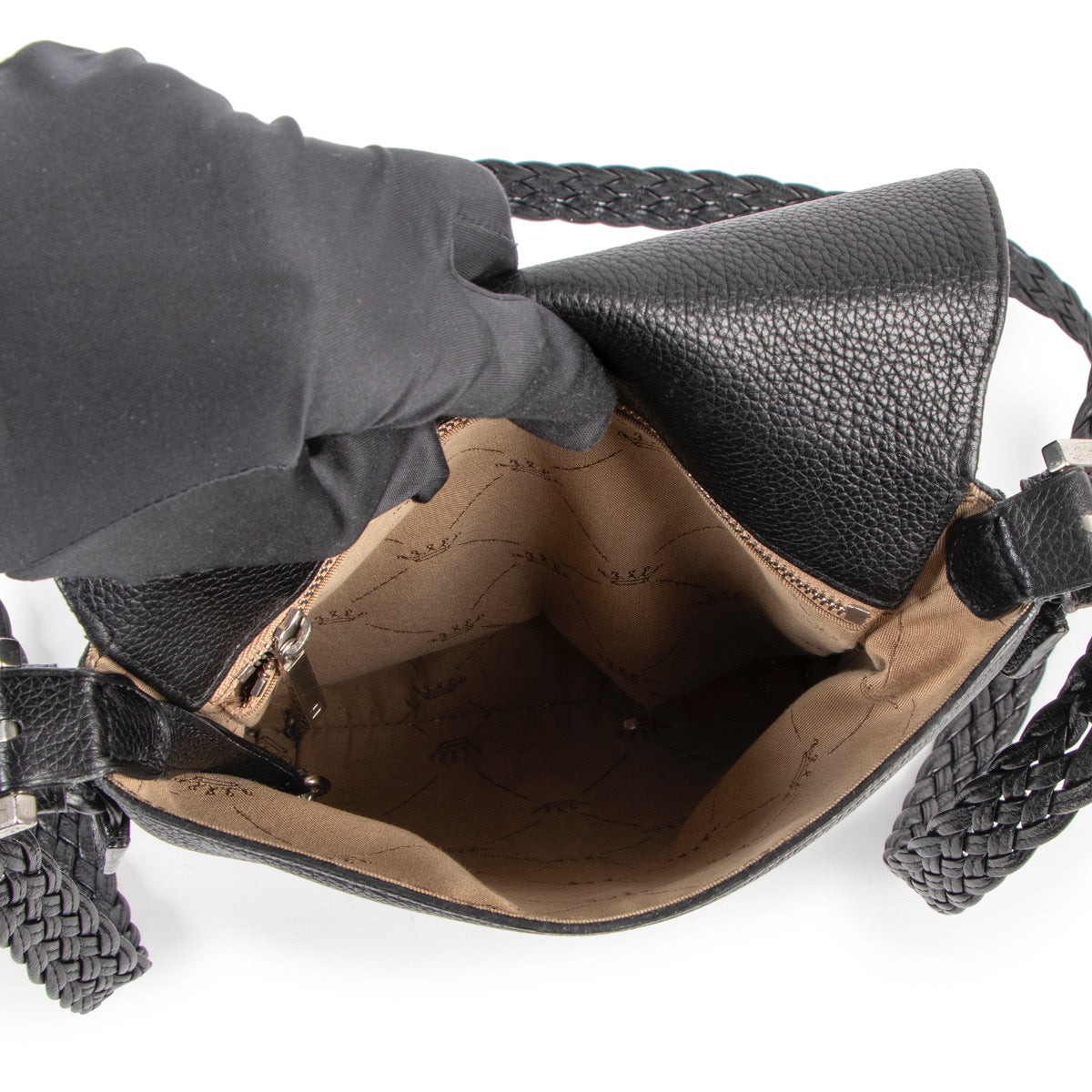 Buy online an authentic second hand Delvaux Black Louise Baudrier PM Tressé Crossbody Bag in preloved condition at Labellov in Antwerp.