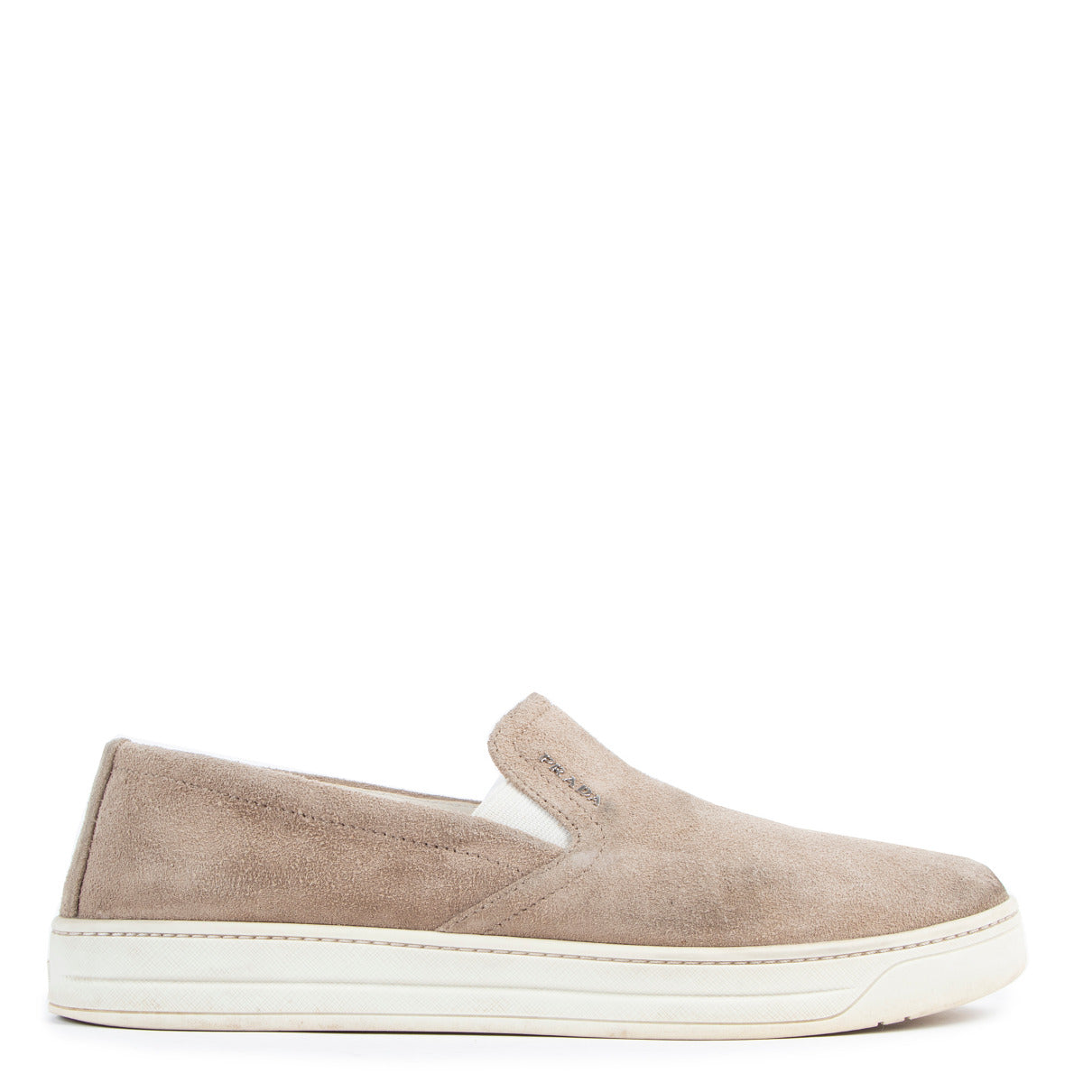 Baskets Prada en daim beige à enfiler - Taille 40.5