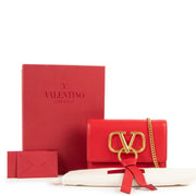 Valentino Garavani Red Ribbon V-Logo Crossbody Bag