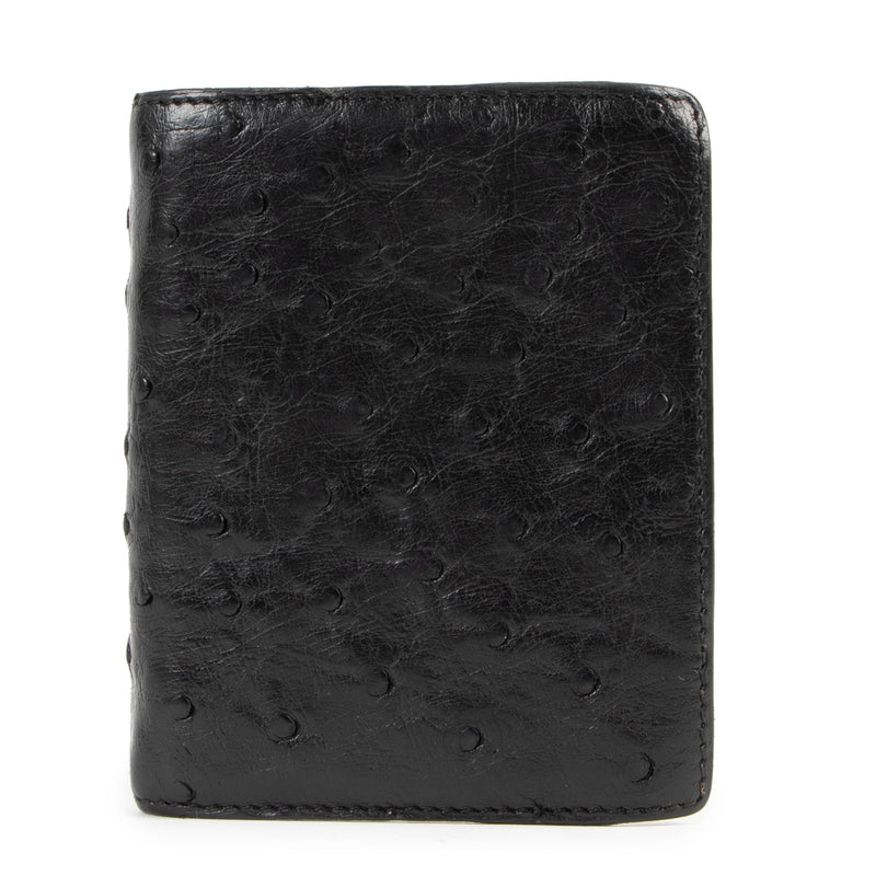 Delvaux Black Ostrich Card Holder