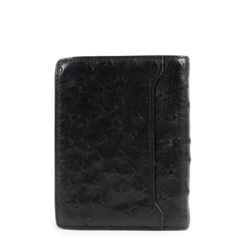 Delvaux Black Ostrich Card Holder