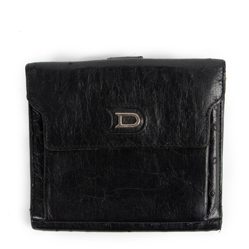 Delvaux Black Ostrich Wallet