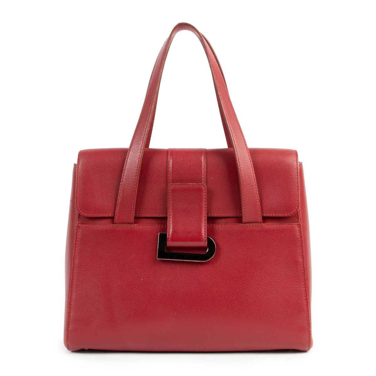 Buy online an authentic second hand Delvaux Red Reverie top handle bag in good condition at Labellov in Antwerp.