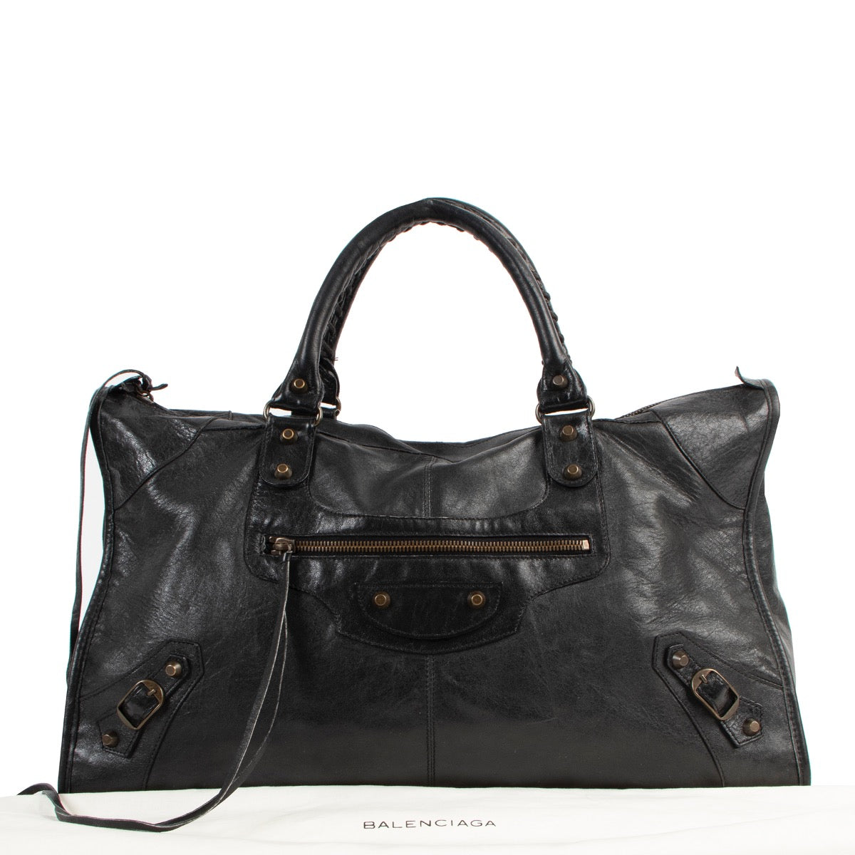 Buy an authentic second hand Balenciaga Black Chèvre Arena Classic Work Top Handle in very good condition at Labellov