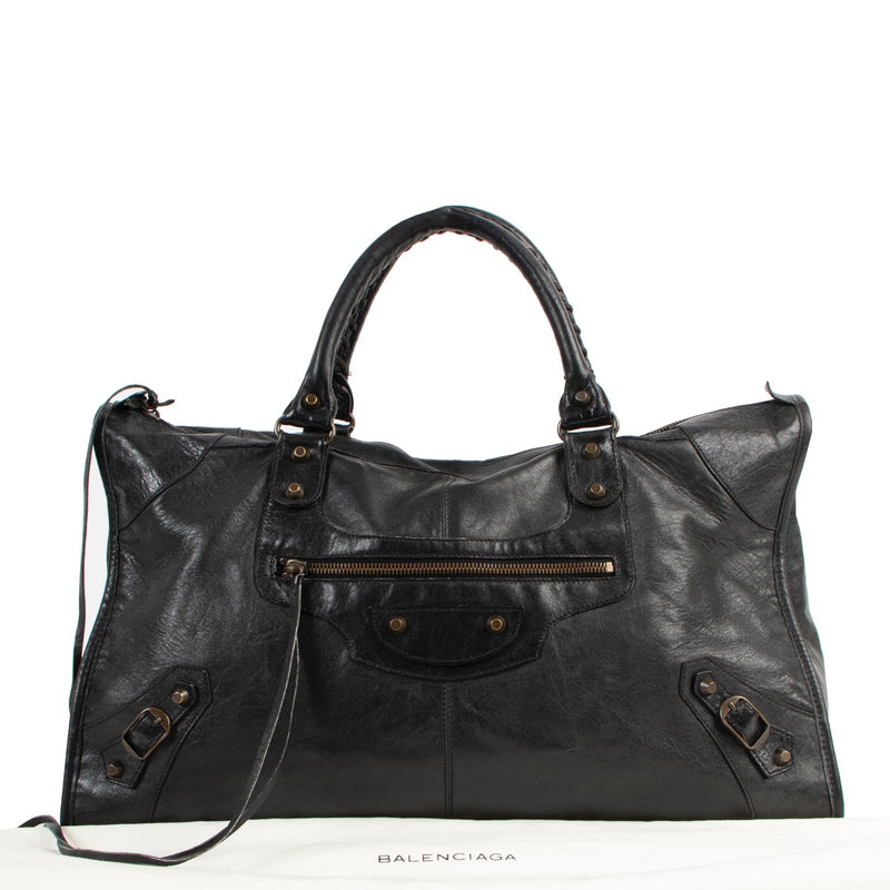 Buy an authentic second hand Balenciaga Black Chèvre Arena Classic Work Top Handle in very good condition at Labellov
