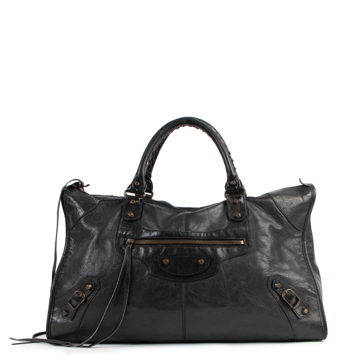 Buy an authentic second hand Balenciaga Black Chèvre Arena Classic Work Top Handle in very good condition at Labellov