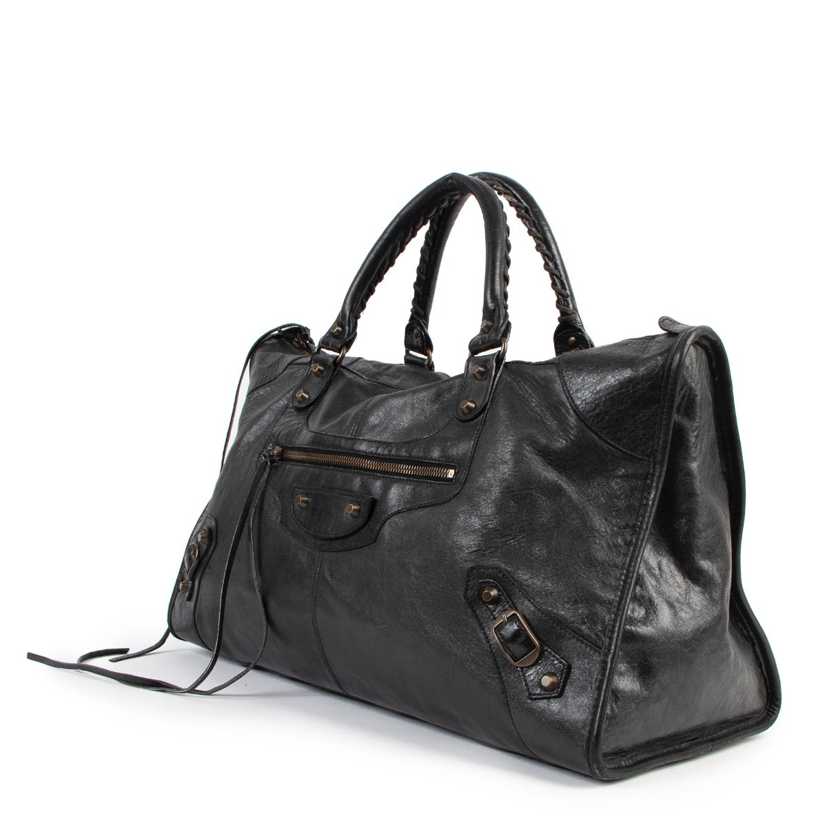 Buy an authentic second hand Balenciaga Black Chèvre Arena Classic Work Top Handle in very good condition at Labellov