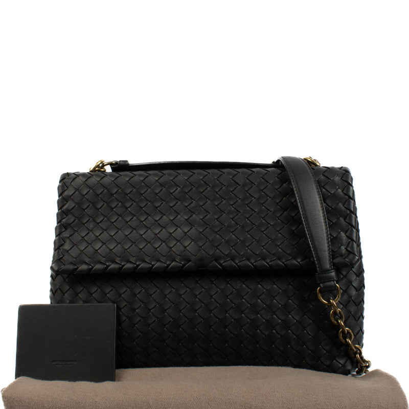 Bottega Black Olympia Medium Shoulder Bag