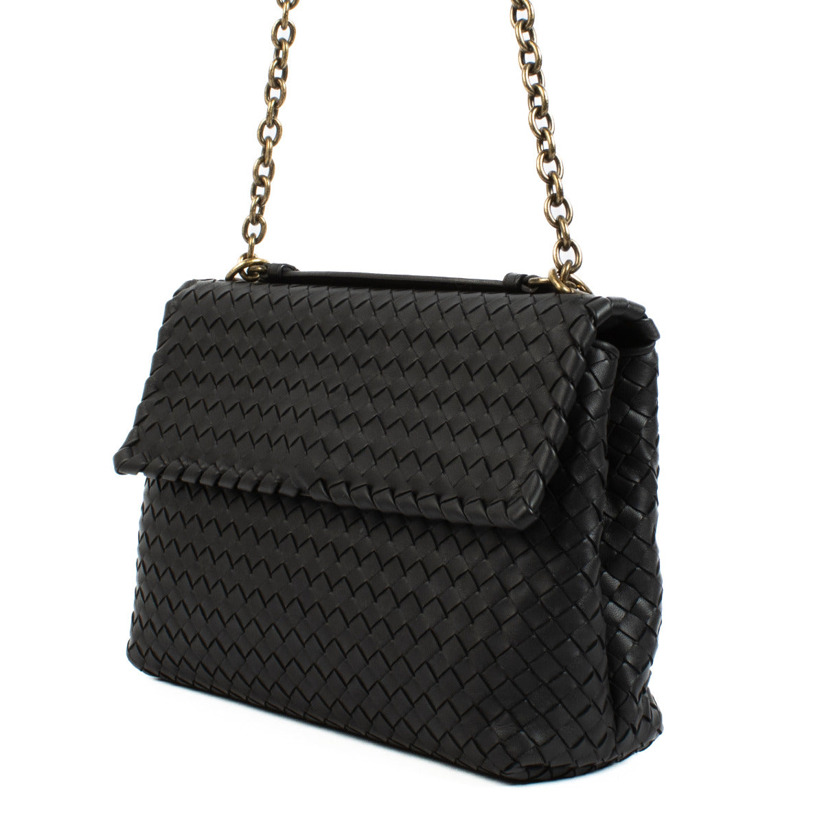 Bottega Veneta Black Intrecciato Medium Olimpia Bag