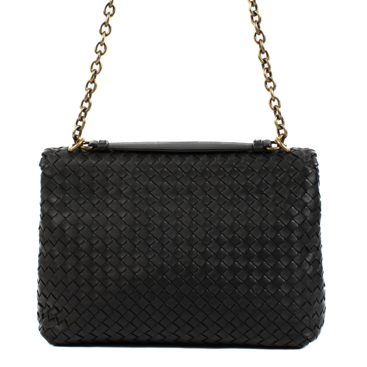 Bottega Veneta Black Intrecciato Medium Olimpia Bag