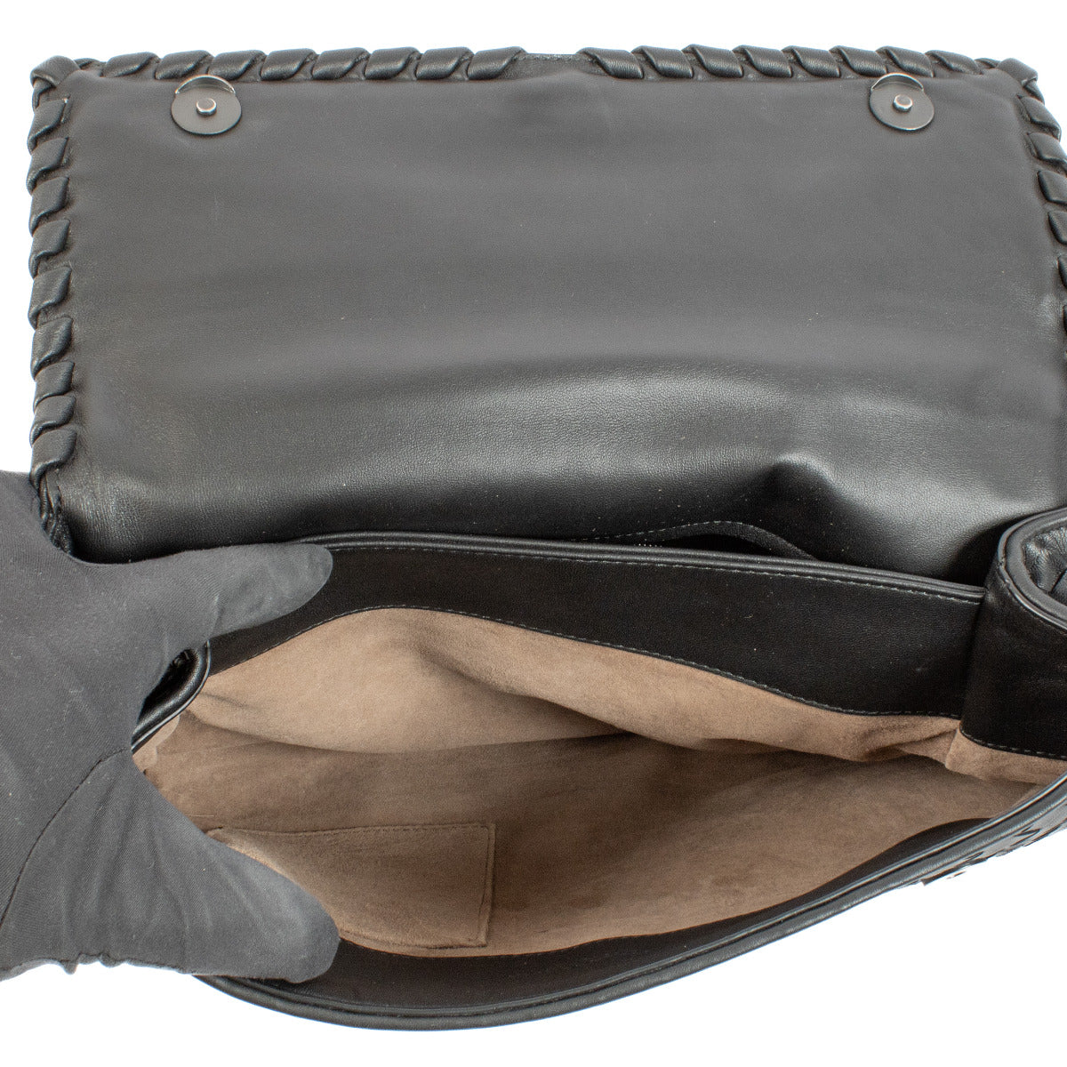 Bottega Veneta Black Intrecciato Medium Olimpia Bag