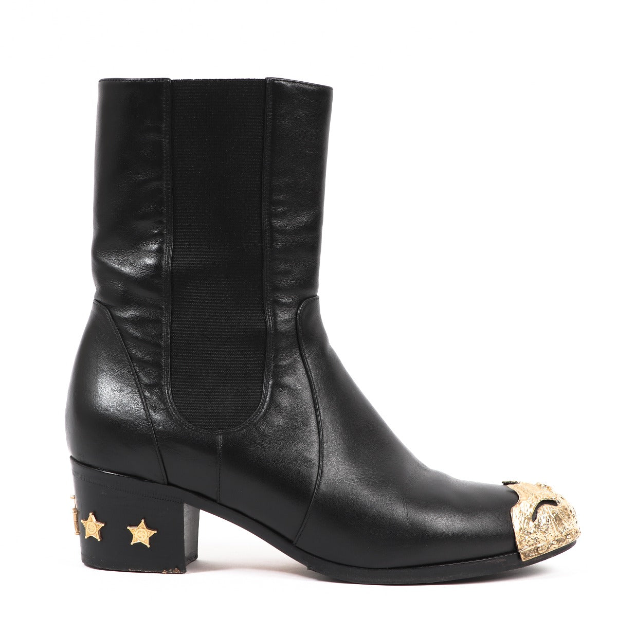 Buy authentic second-hand Chanel Pre-Fall 2014 Black Paris Dallas Biker Boots in Size 40 in very good condition at Labellov in Antwerp.