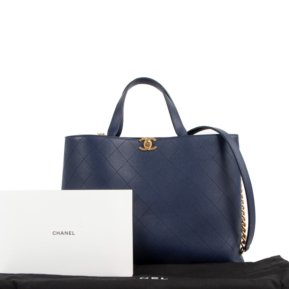 Chanel Spring 2019 Navy Blue Shopping Tote Bag