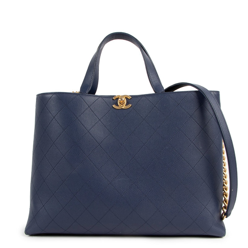 Chanel Spring 2019 Navy Blue Shopping Tote Bag