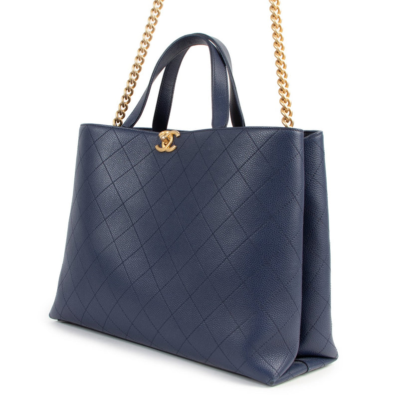Chanel Spring 2019 Navy Blue Shopping Tote Bag