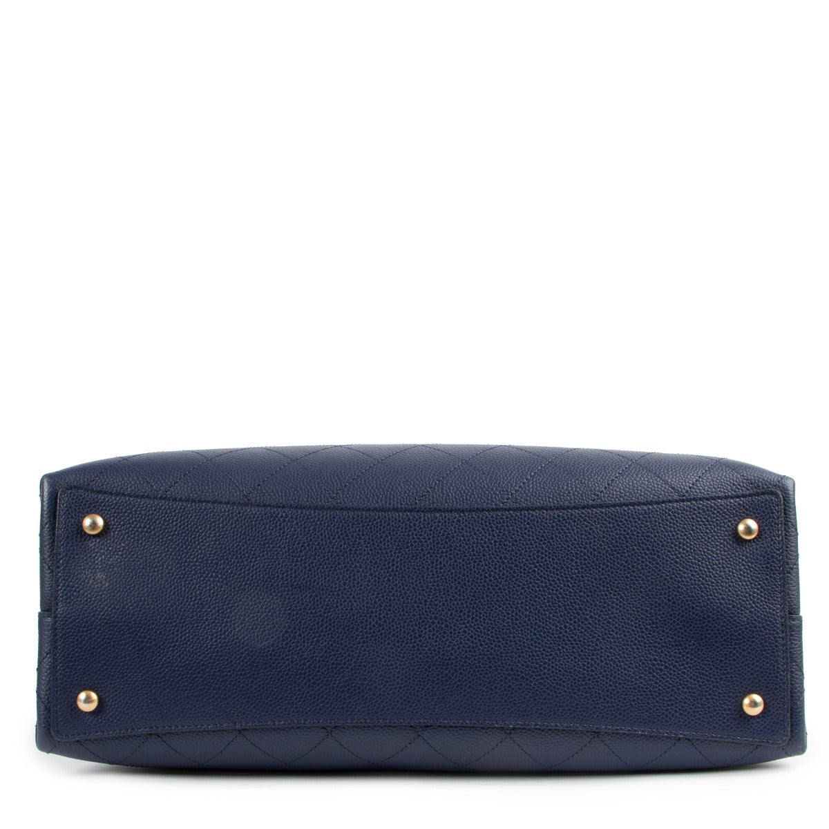Buy online an authentic second hand Chanel Navy Blue Quilted Shopping Tote Bag in good condition at Labellov in Antwerp.
