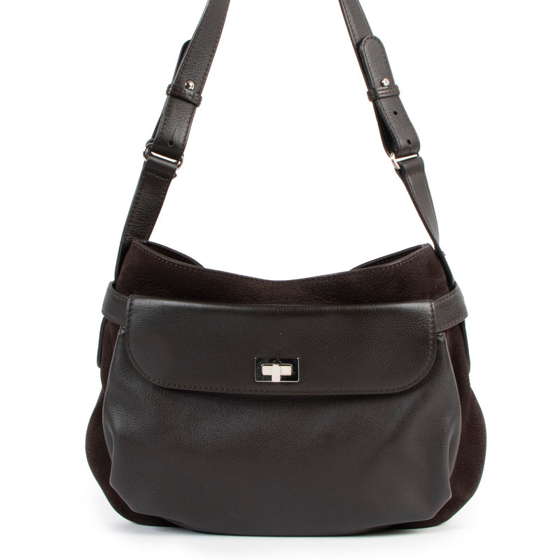 Delvaux Chocolate Brown Turnlock Shoulder Bag