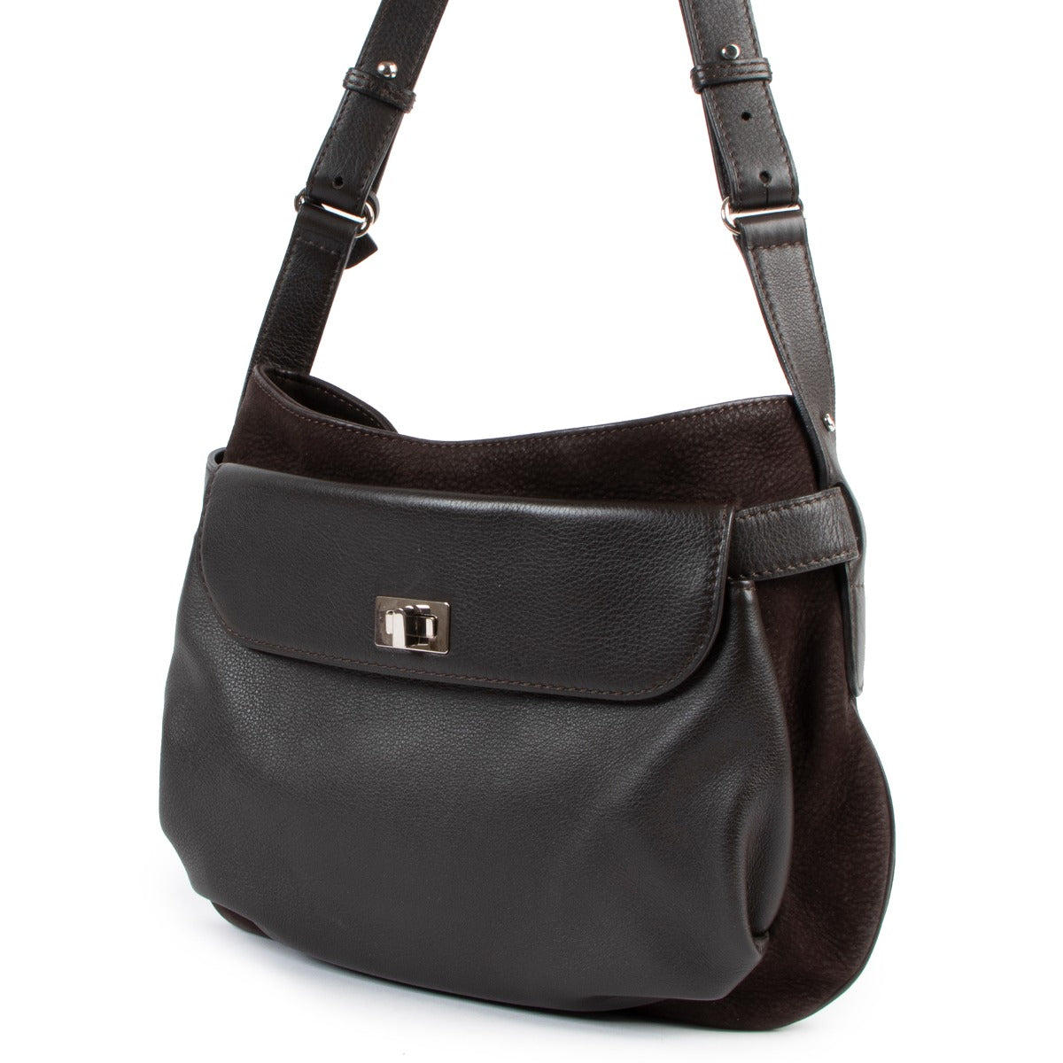 Delvaux Chocolate Brown Turnlock Shoulder Bag