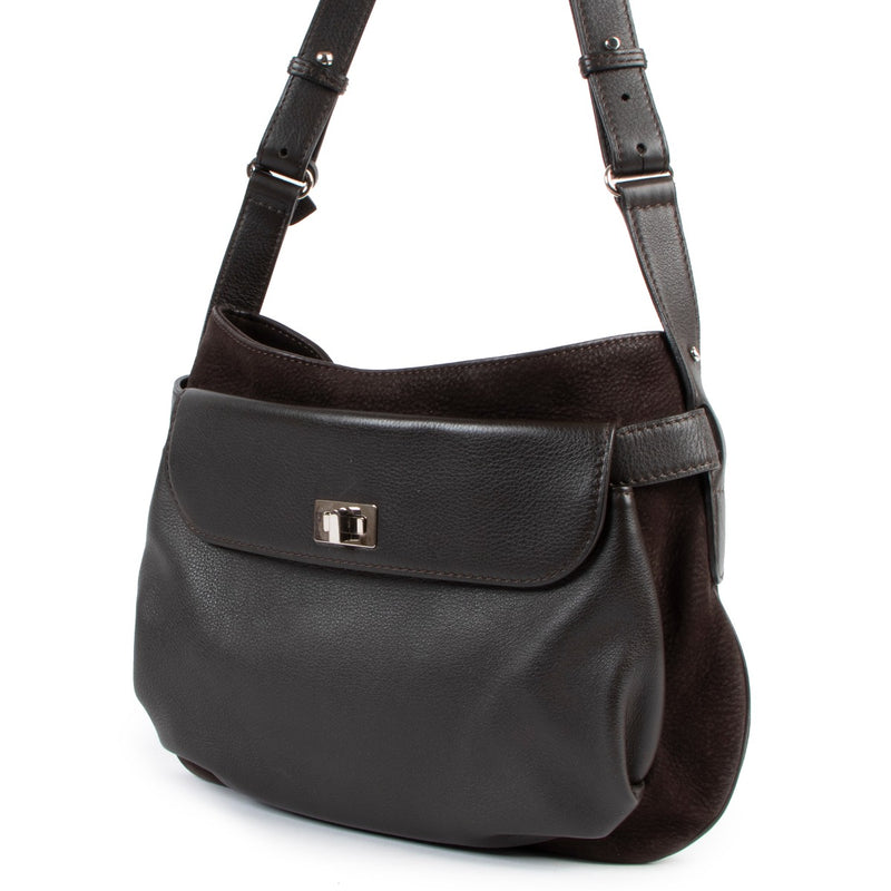 Delvaux Chocolate Brown Turnlock Shoulder Bag